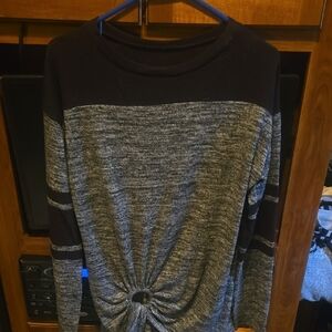 Stylish Black and Gray Long Sleeve Top